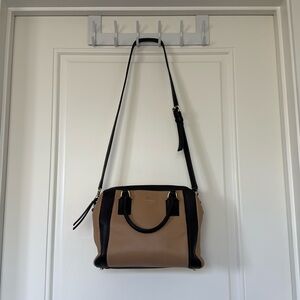 Kate Spade Tan and Black Satchel with Structured Design